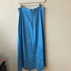 Zara Blue Maxi Skirt with Eyelet Detail